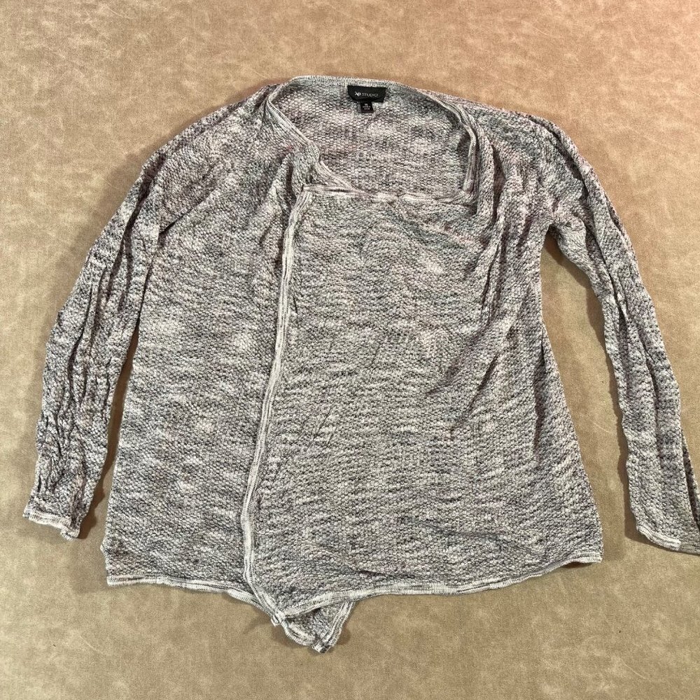 AB Studio Women’s Grey Open Cardigan Long Sleeve Size M